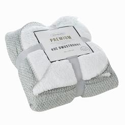 Koc narzuta na łóżko PANDA 150x200 dwustronny baranek srebrny biały