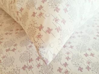 Pościel jersey 160x200 kremowa różowa wiatraczki