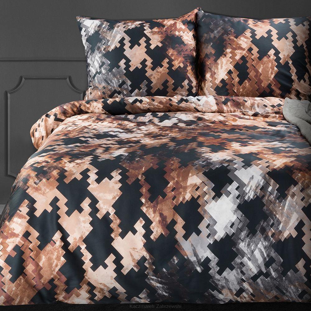 Pościel satynowa ZOJA 200x220 Eurofirany brązowy/czarny