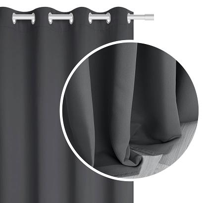 Zasłona gotowa na przelotkach HOLD 140x250 zaciemniająca blackout grafitowa