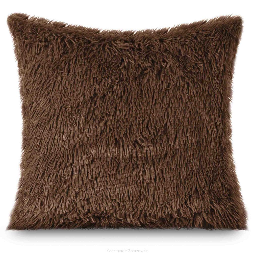Poszewka dekoracyjna YETI 40x40 włochacz o strukturze futra brązowa