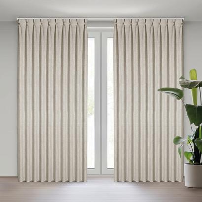 Zasłona gotowa z systemem flex JULA 125x270 Eurofirany jasnobeżowa o strukturze płótna