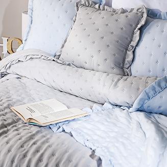 Narzuta dekoracyjna z falbaną WERONA 220x240 szara