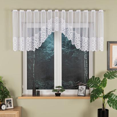 Firanka żakardowa gotowa na szelkach MALWINA 410x80 biała