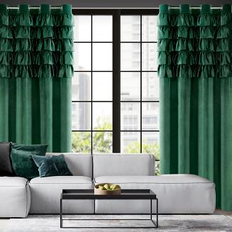 Zasłona gotowa na przelotkach AURA 140x250 Eurofirany ciemnozielony