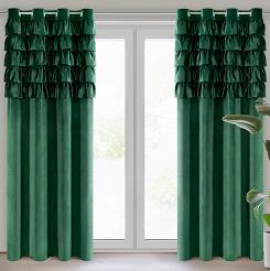 Zasłona gotowa na przelotkach AURA 140x250 Eurofirany ciemnozielony