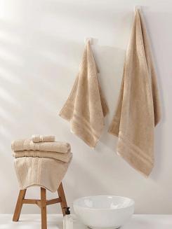 Ręcznik bambusowy Harmony 30x30 beżowy ze złotą bordiurą