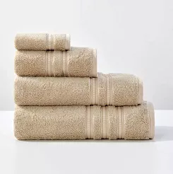 Ręcznik bambusowy Harmony 30x30 beżowy ze złotą bordiurą