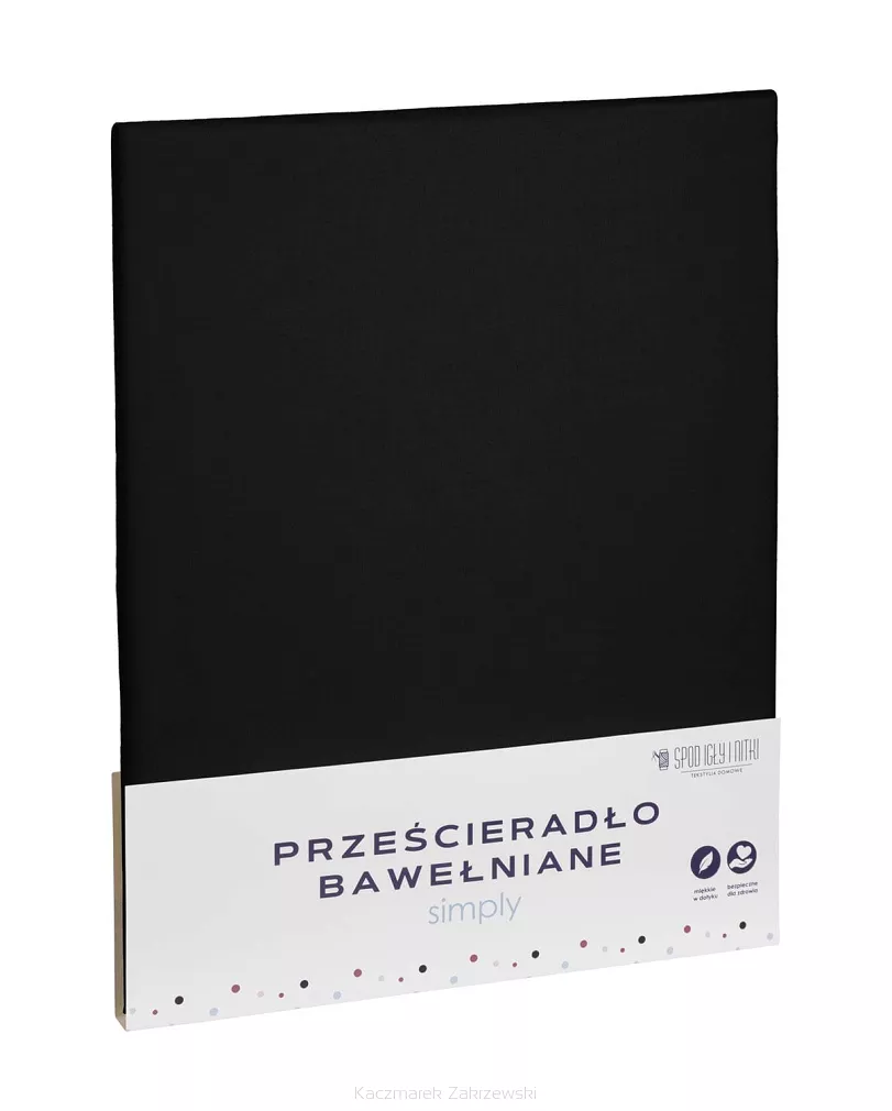 Prześcieradło bawełniane bez gumki SIMPLY 200x220 czarne