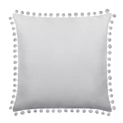 Poszewka dekoracyjna FLUFFY 45x45 szara z pomponami