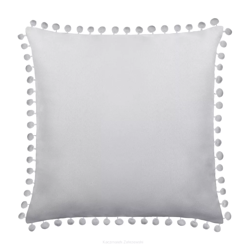 Poszewka dekoracyjna FLUFFY 45x45 szara z pomponami