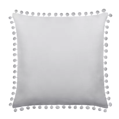 Poszewka dekoracyjna FLUFFY 45x45 szara z pomponami