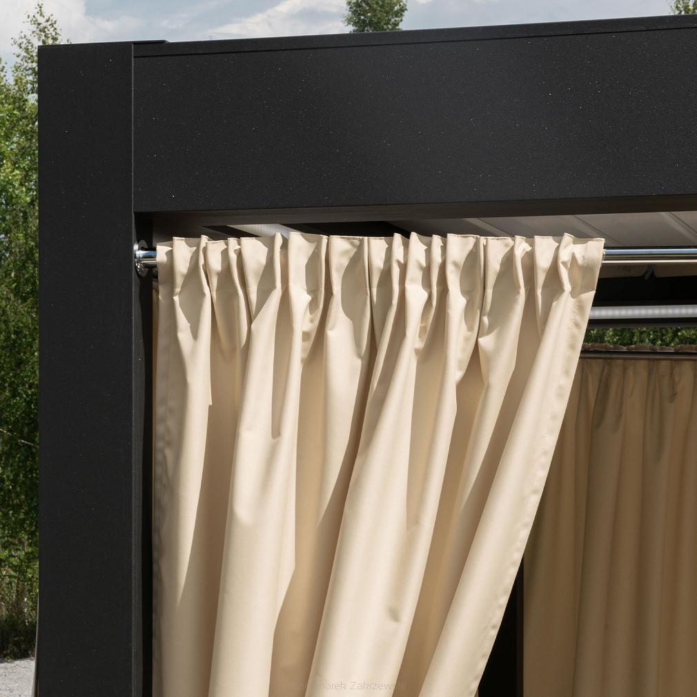 Zasłona gotowa na taśmie GARDENIA 140x250 wodoodporna ogrodowa ciemnokremowa