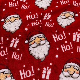 Koc polarowy świąteczny 160x200 czerwony Mikołajki Ho Ho Ho