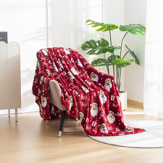 Koc polarowy świąteczny 160x200 czerwony Mikołajki Ho Ho Ho