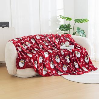 Koc polarowy świąteczny 160x200 czerwony Mikołajki Ho Ho Ho