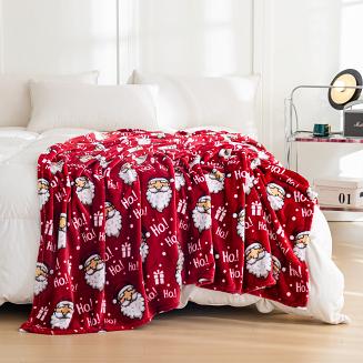 Koc polarowy świąteczny 160x200 czerwony Mikołajki Ho Ho Ho