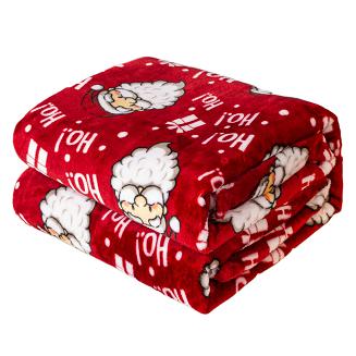 Koc polarowy świąteczny 160x200 czerwony Mikołajki Ho Ho Ho