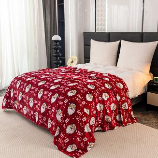 Koc polarowy świąteczny 160x200 czerwony Mikołajki Ho Ho Ho