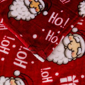 Koc polarowy świąteczny 160x200 czerwony Mikołajki Ho Ho Ho