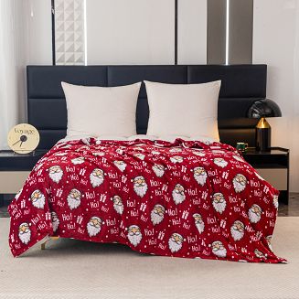 Koc polarowy świąteczny 160x200 czerwony Mikołajki Ho Ho Ho