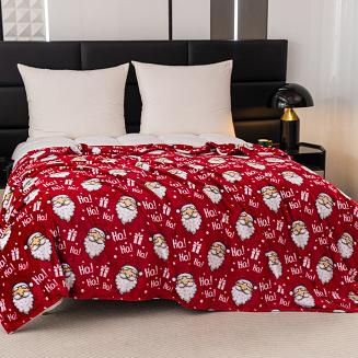 Koc polarowy świąteczny 160x200 czerwony Mikołajki Ho Ho Ho