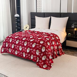 Koc polarowy świąteczny 160x200 czerwony Mikołajki Ho Ho Ho