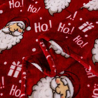 Koc polarowy świąteczny 160x200 czerwony Mikołajki Ho Ho Ho