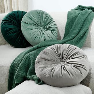 Poszewka dekoracyjna Soft welurowa niebieska okrągła