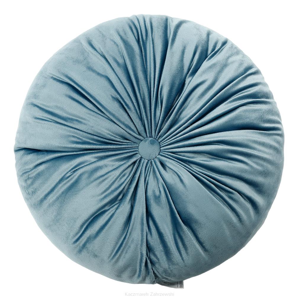 Poszewka dekoracyjna Soft welurowa niebieska okrągła