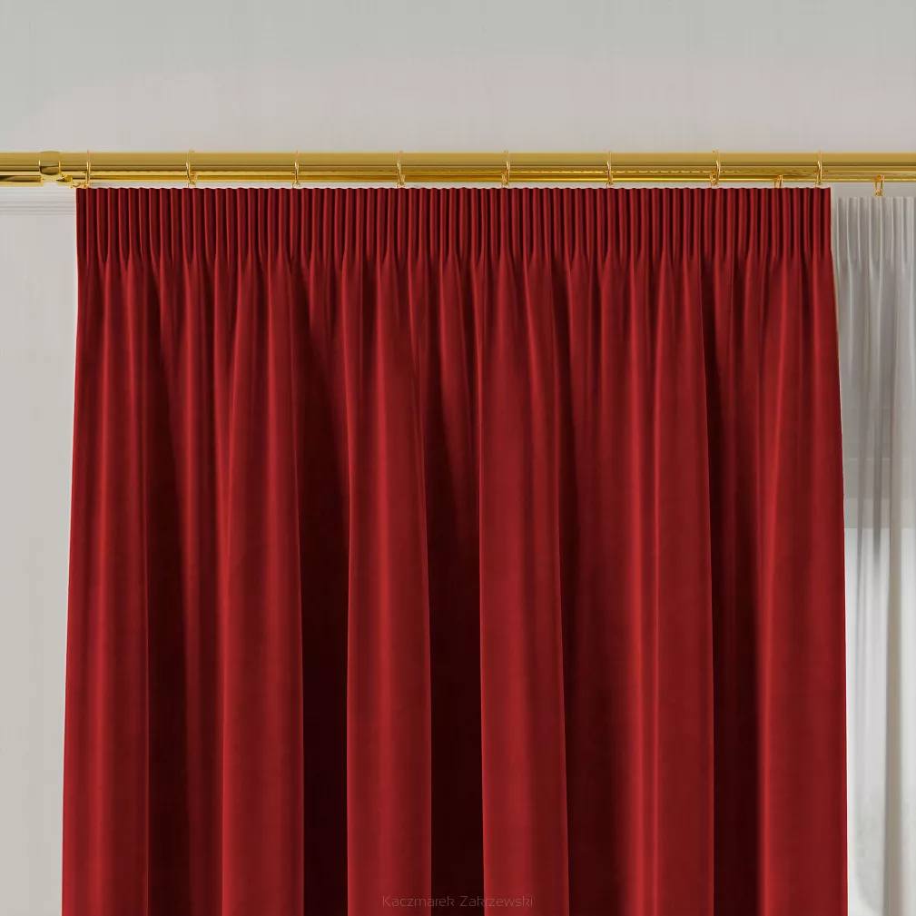 Zasłona gotowa na taśmie VELVI 140x250 czerwona