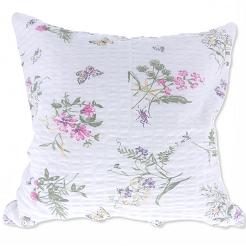 Poszewka z kory 40x40 biała w różowe fioletowe polne kwiaty