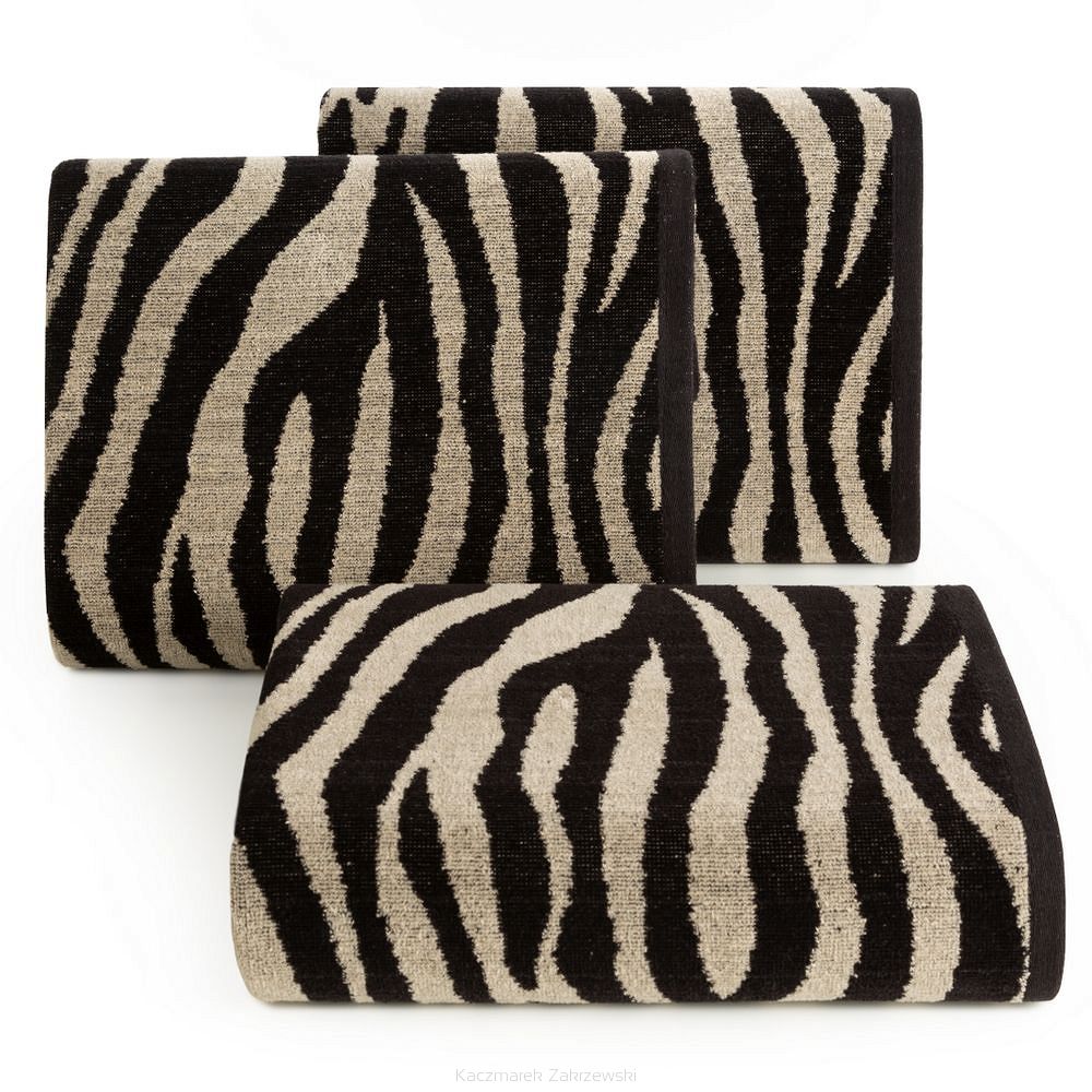 Ręcznik bawełniany ZEBRA 50x90 Eurofirany czarny/beżowy