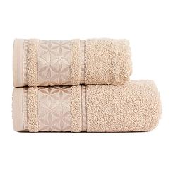 Ręcznik bawełniany PAOLA 50x90 beżowy z bordiurą w rozety