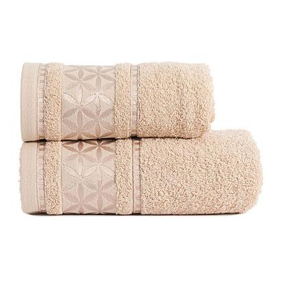 Ręcznik bawełniany PAOLA 50x90 beżowy z bordiurą w rozety
