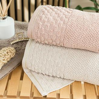 Ręcznik bawełniany NEPTUN 70x140 kremowy ze złotą nitką