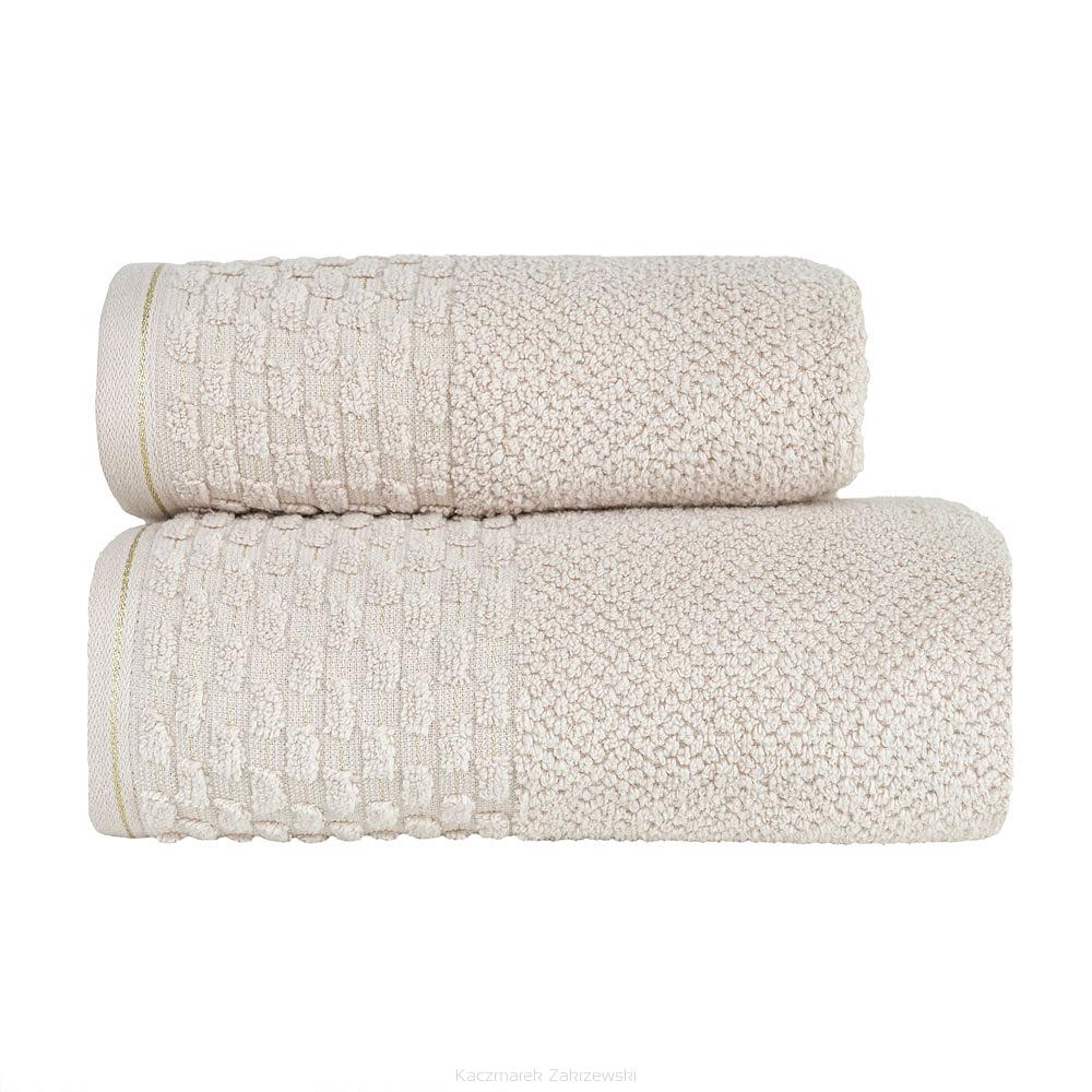 Ręcznik bawełniany NEPTUN 70x140 kremowy ze złotą nitką