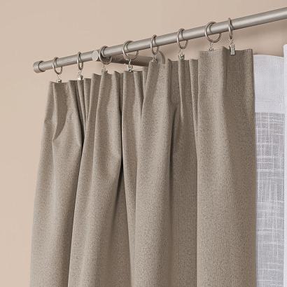 Zasłona gotowa na taśmie 140x230 SUPER BLACKOUT zaciemniająca ciemnobeżowa