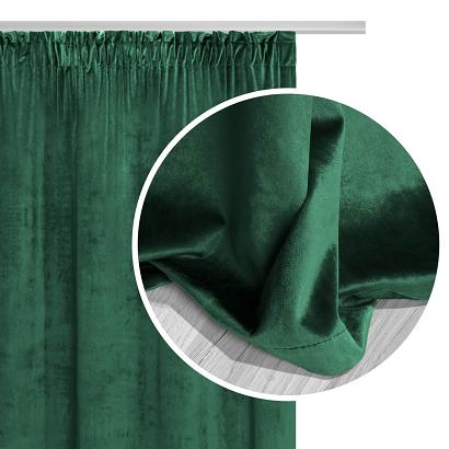 Zasłona gotowa na taśmie VELVET SOFT 140x270 welurowa butelkowa zieleń