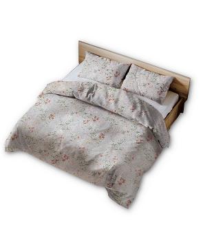 Pościel z kory 220x200 szara pudrowa kremowa kwiaty vintage