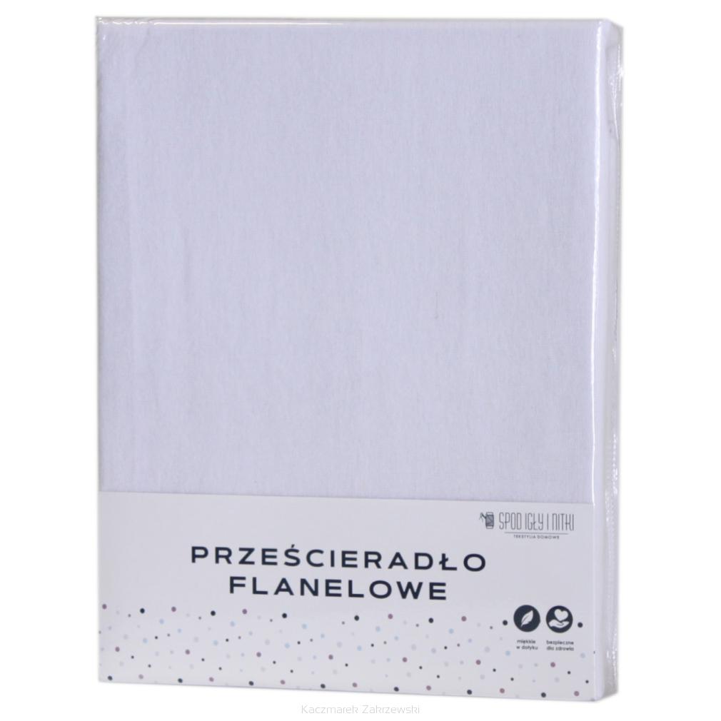 Prześcieradło flanelowe bez gumki 200x220 białe