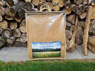 Koc wełniany jednobarwny z frędzlami camel