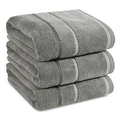 Ręcznik bawełniany z welurową bordiurą w ozdobne paseczki NEL 50x90 Eurofirany stalowy