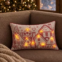 Świecąca Świąteczna Poszewka HOUSES LED Biała