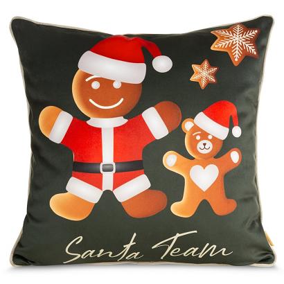 Poszewka dekoracyjna świąteczna GINGER 60x60 Eurofirany zielona czerwona wesołe pierniczki