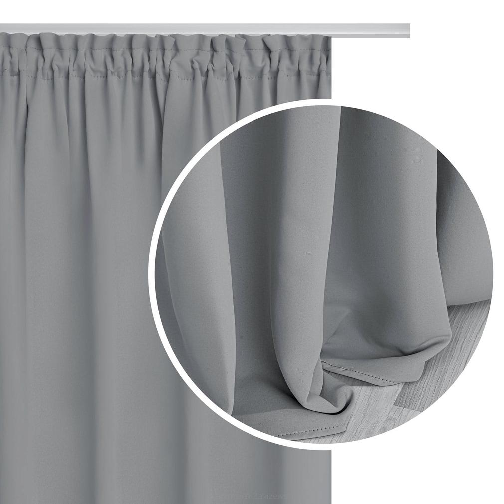 srebrna zasłona zaciemniająca blackout na taśmie 140x270 hold