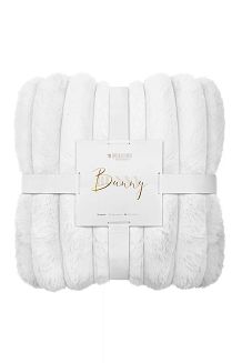 Biały Gruby Futrzany Koc z Mikrofibry 150x200 Bunny