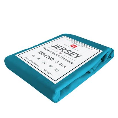 Prześcieradło jersey bez gumki 160x200 ciemnoturkusowe