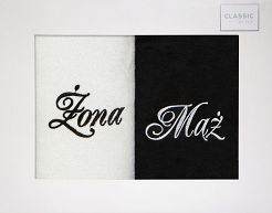 Komplet ręczników 2 szt. 50x90 Eurofirany Mąż-Żona biało czarny
