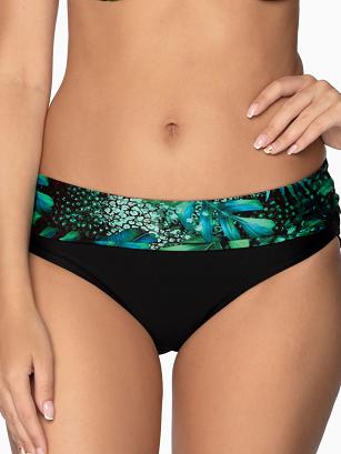 Strój kąpielowy dół majtki figi Aruba czarne motyw roślinny